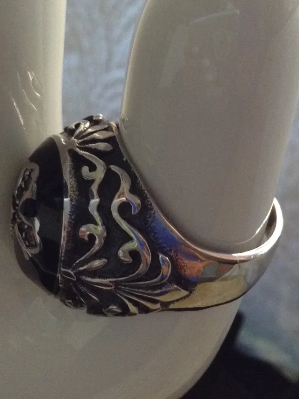 VTG 70's Mendel Men's Titanium Rhodium Red CZ Cross Knight Templar Ring Sz 14.5